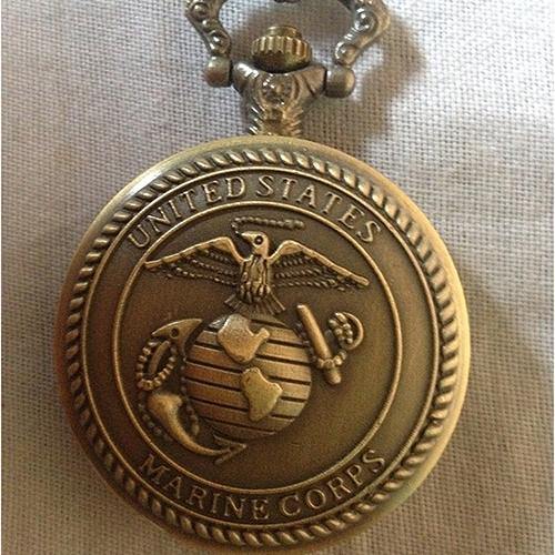 Men's United States Eagles Marine Corps Retro Style Bronze Quartz Pocket Watch - MRSLM
