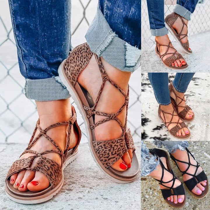 Leopard print non-slip flat sandals - MRSLM