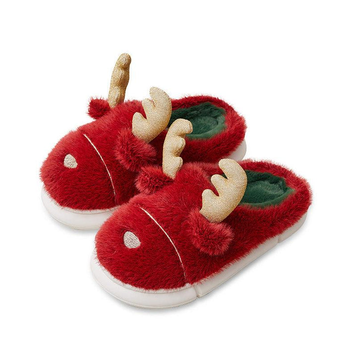 Women's Home Indoor Warm Non-slip Elk Plush Cotton Slippers - MRSLM