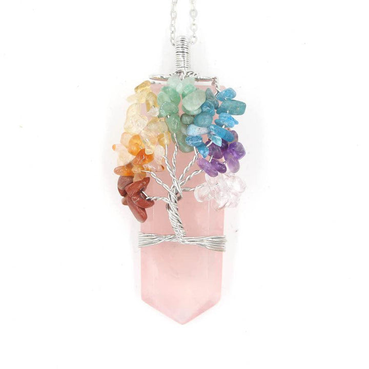 Crystal Column Tree Of Life Winding Pendant Necklace - MRSLM