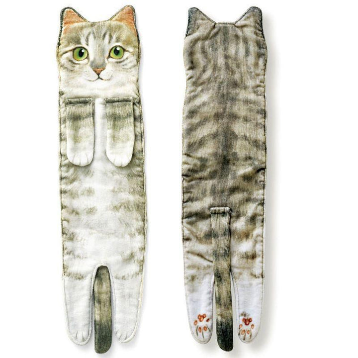 Cat Hand Towels Long Cat Shape Wipe Handkerchiefs Bath Towels For Bathroom Kitchen - MRSLM
