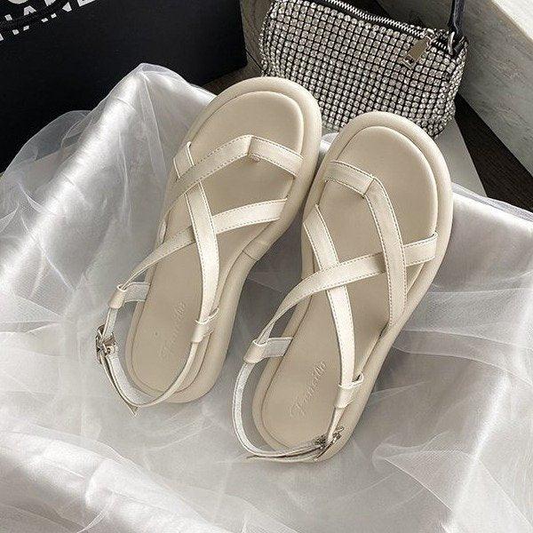 Soft Sole All-match Flat Thong Platform Roman Sandals - MRSLM