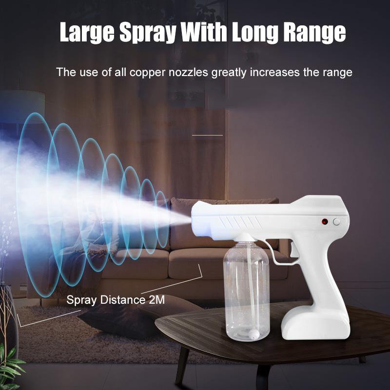 Blue Light Atomizing Spray Gun Handheld Wireless Atomizing Fogger Disinfection Sprayer Nano Sprayer Household Supplies - MRSLM