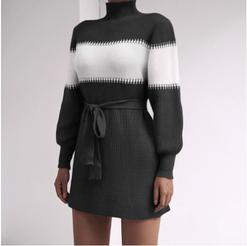 Half high collar knitted wool dress - MRSLM