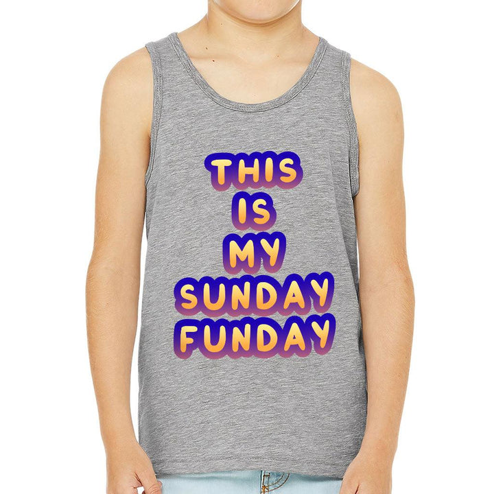 Sunday Funday Kids' Jersey Tank - Cute Design Sleeveless T-Shirt - Graphic Kids' Tank Top - MRSLM