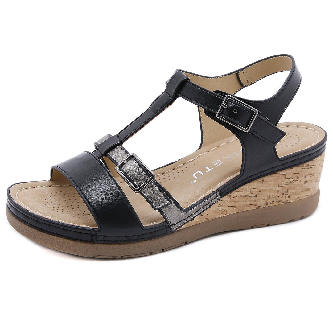 Women's Wedge Solid Color Comfort Sandals - MRSLM