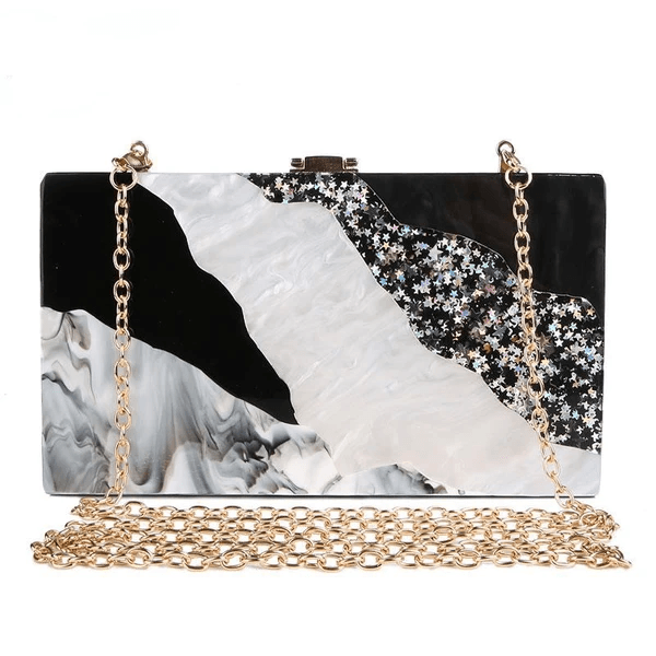 Acrylic hand dinner dress bag Luxury Marble Phone Clutch - MRSLM