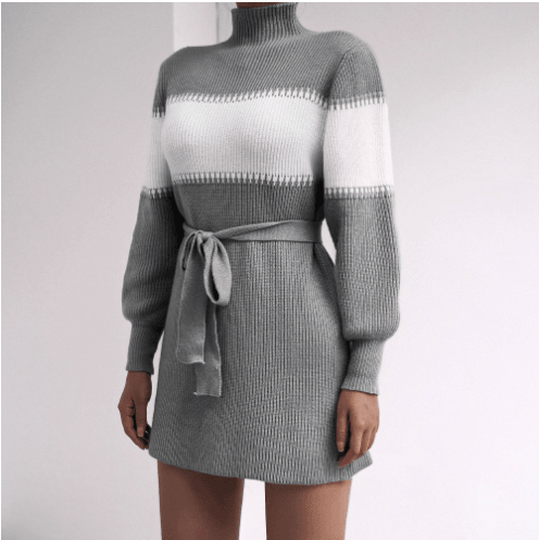 Half high collar knitted wool dress - MRSLM