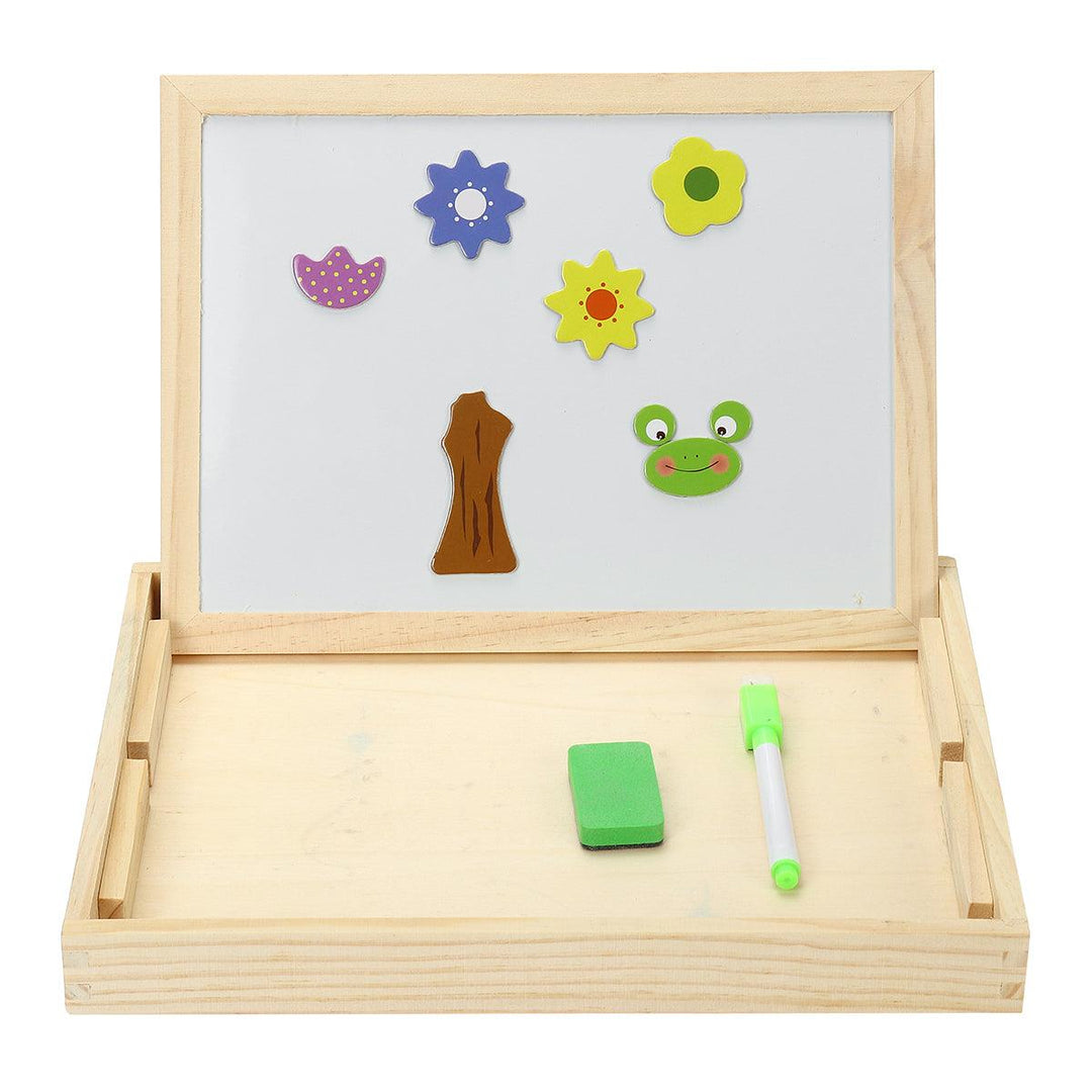 Kids Wooden Magnetic Puzzle Animals Multifunctional Educational Learning Box Double-sided Drawing Board Puzzle Toys Gifts - MRSLM