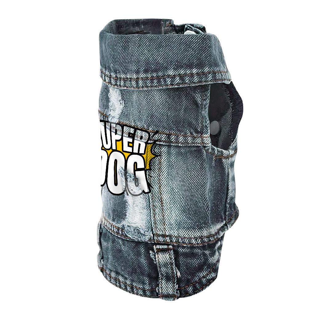 Super Dog Denim Vest - Colorful Dog Denim Jacket - Graphic Dog Clothing - MRSLM