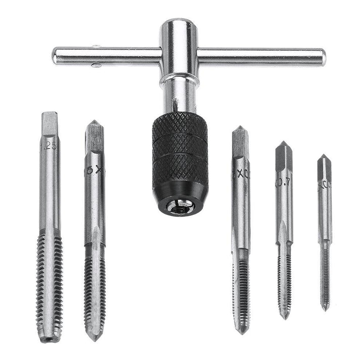 6pcs M3-M8 Tap Drill Set T Handle Ratchet Tap Wrench Machinist Tool With Screw Tap Hand - MRSLM