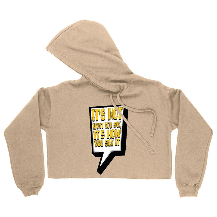 Quote Printed Women's Cropped Hoodie - Best Print Cropped Hoodie - Themed Hooded Sweatshirt - MRSLM