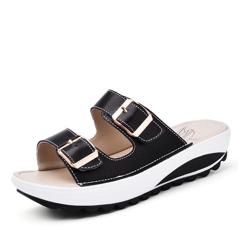 2021 new summer with a thick leather slipper bottom muffin slip pregnant mother a drag 42 - MRSLM