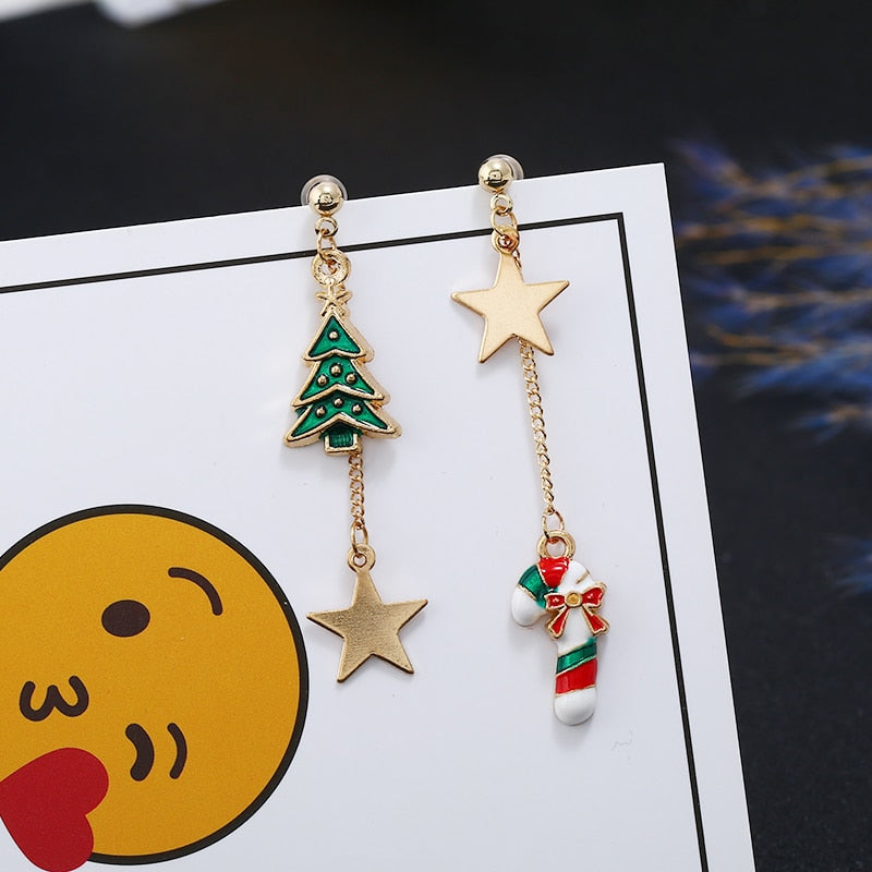 Women's Asymmetric Christmas Earrings