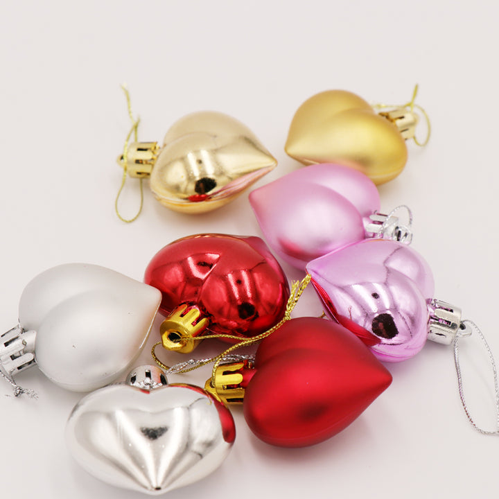 Heart Shaped Christmas Tree Balls Set