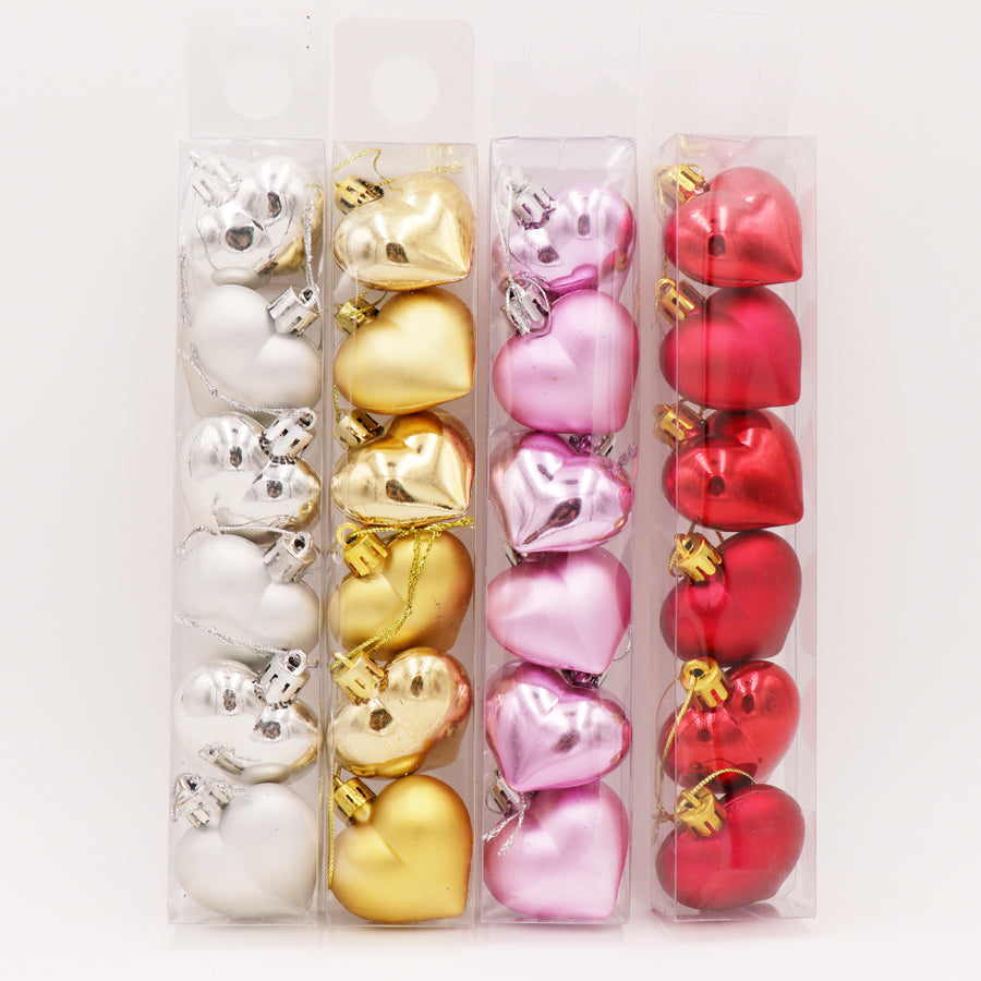 Heart Shaped Christmas Tree Balls Set