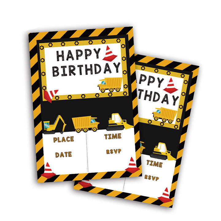 Construction Birthday Invitations Set