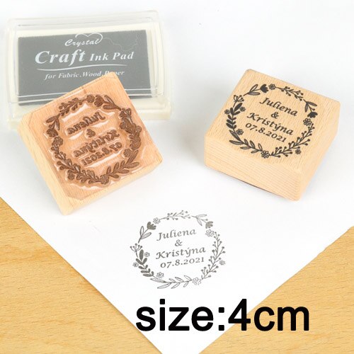 Personalized Wood Wedding Stamp for Invitations