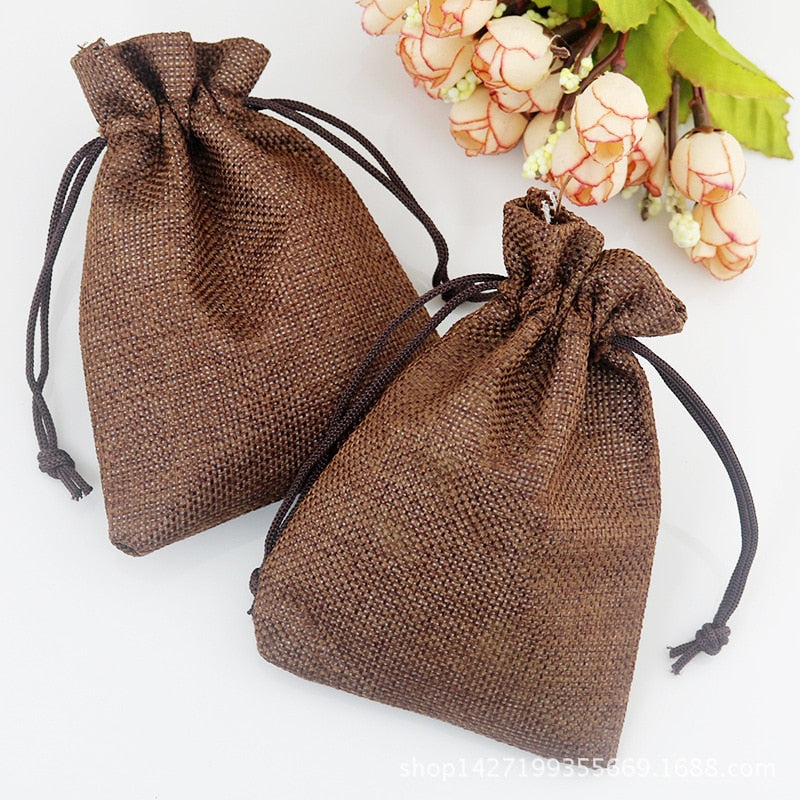 Set of 50 Natural Linen Gift Bags