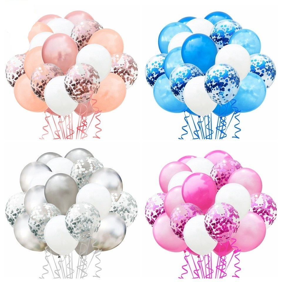 Party Ballon Set with Ribbon and Confetti Inside