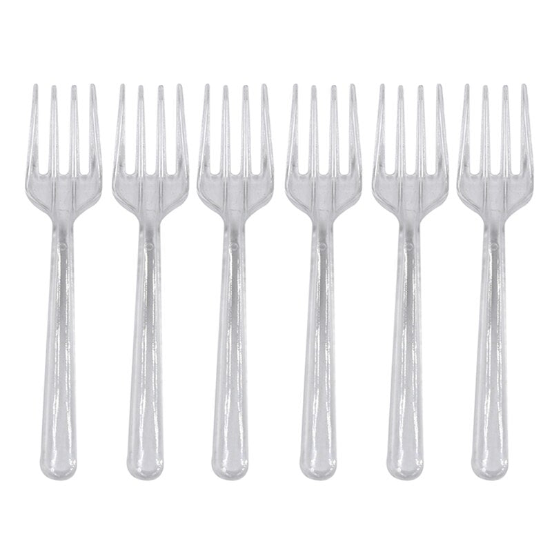 Transparent / Black Disposable Forks 95 pcs Set