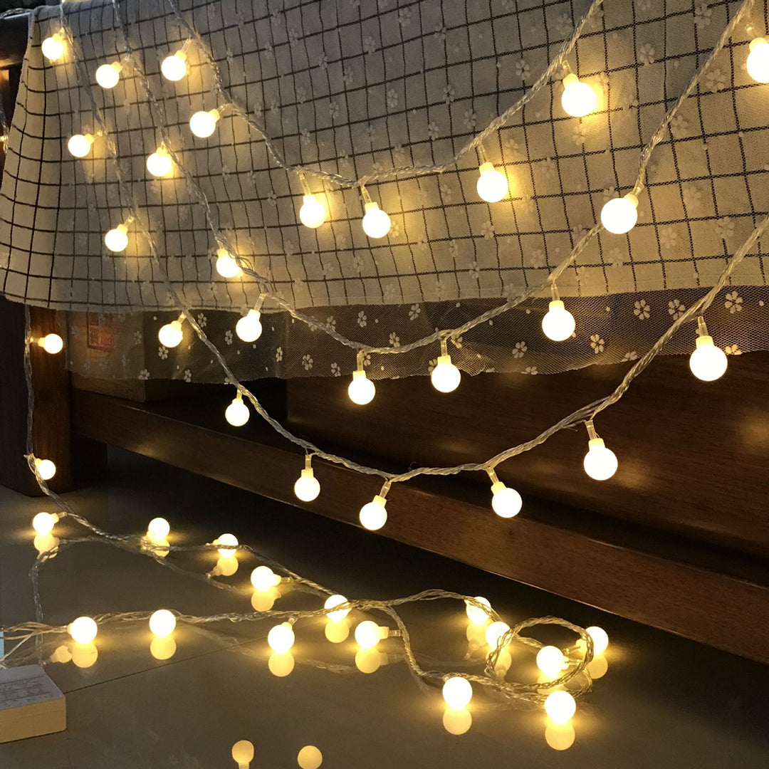 Warm White Rattan Ball LED String Light