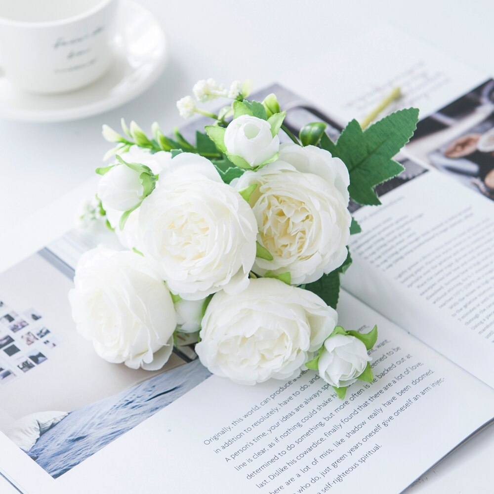 Colorful Artificial Peony Flowers Branch