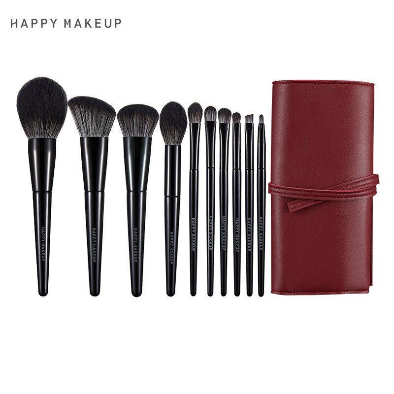 HAPPYMAKEUP 10pcs Makeup Brushes Set Full Set Of Fiber Hair Brush Makeup Tool - MRSLM