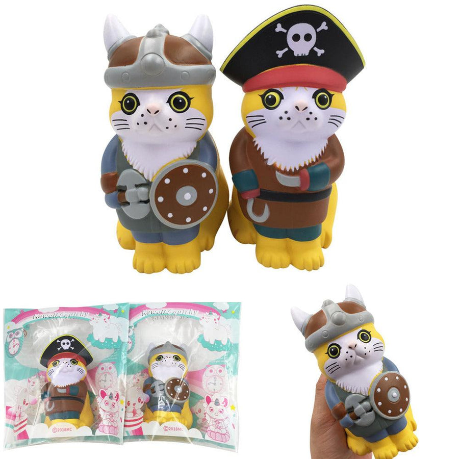 SquishyFun Squishy Viking Pirate Cat Kitten Cosplay 13.5*9*7CM Licensed Slow Rising With Packaging - MRSLM