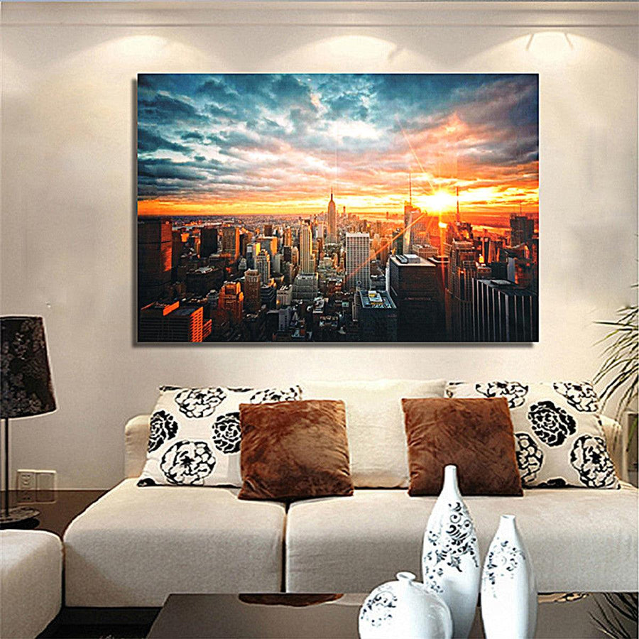 New York City Night Silk Cloth Poster Painting Modern Wall Paper Art Oil Picture Living Room Home Decor - MRSLM