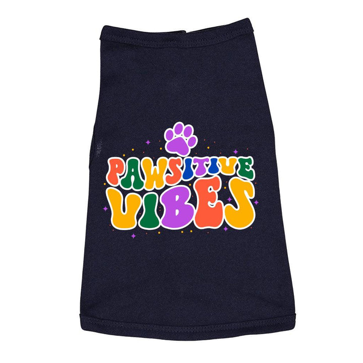 Pawsitive Vibes Dog Sleeveless Shirt - Colorful Text Dog Shirt - Cool Dog Clothing - MRSLM