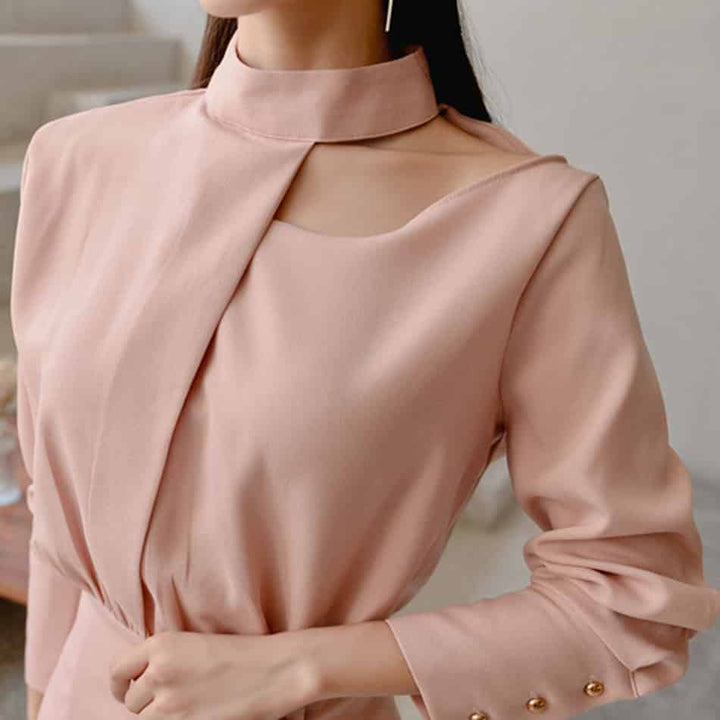 Women's Turtleneck Office Midi Dress