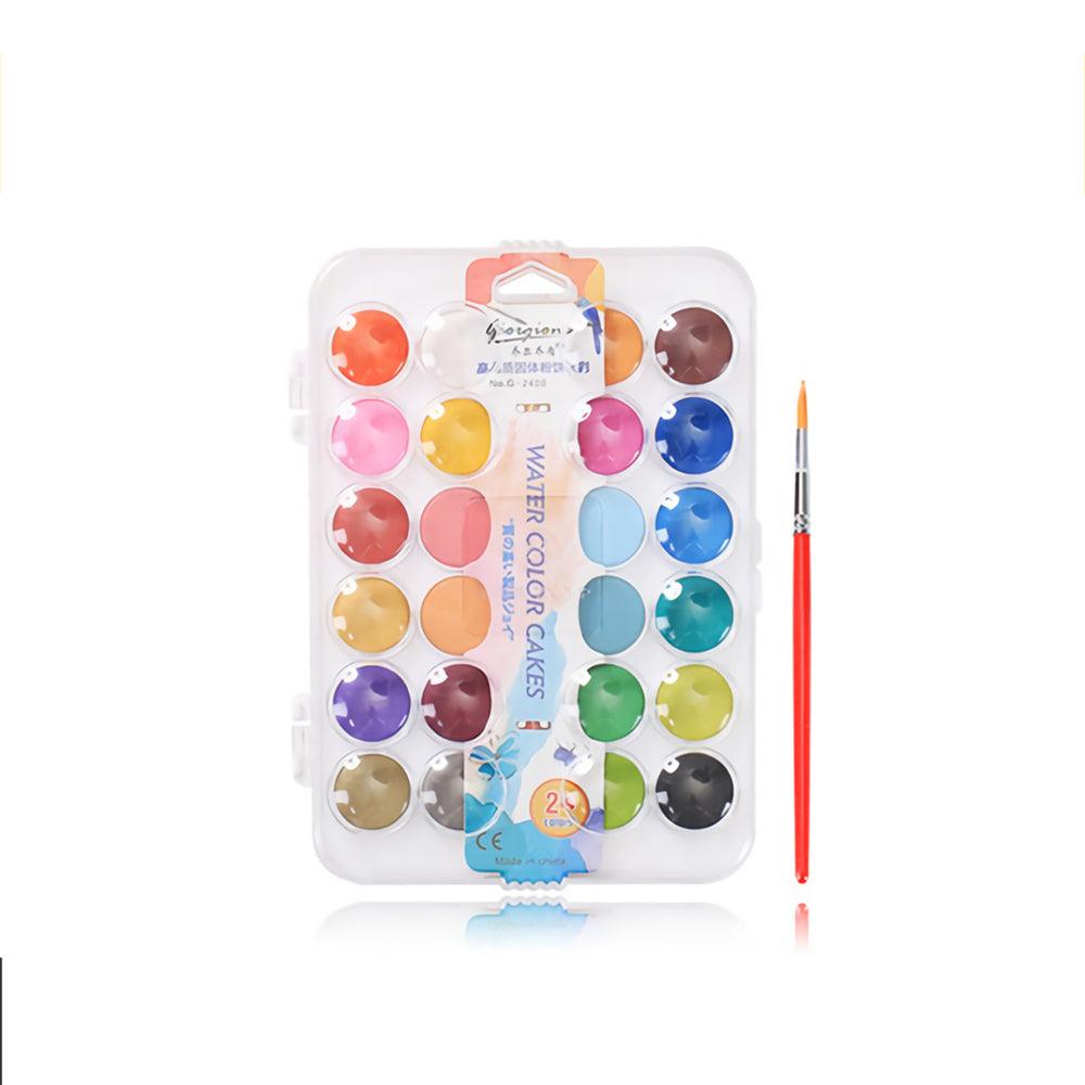 Giorgione Solid Watercolor Pigment Paint Set With Wooden Pole Brush Pen Portable Watercolor Gouache Pigments Art Stationery - MRSLM