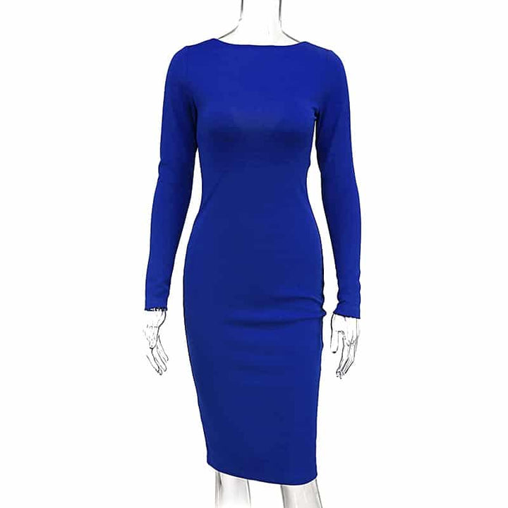 Women's Long Sleeved Zipper High Waist Dress