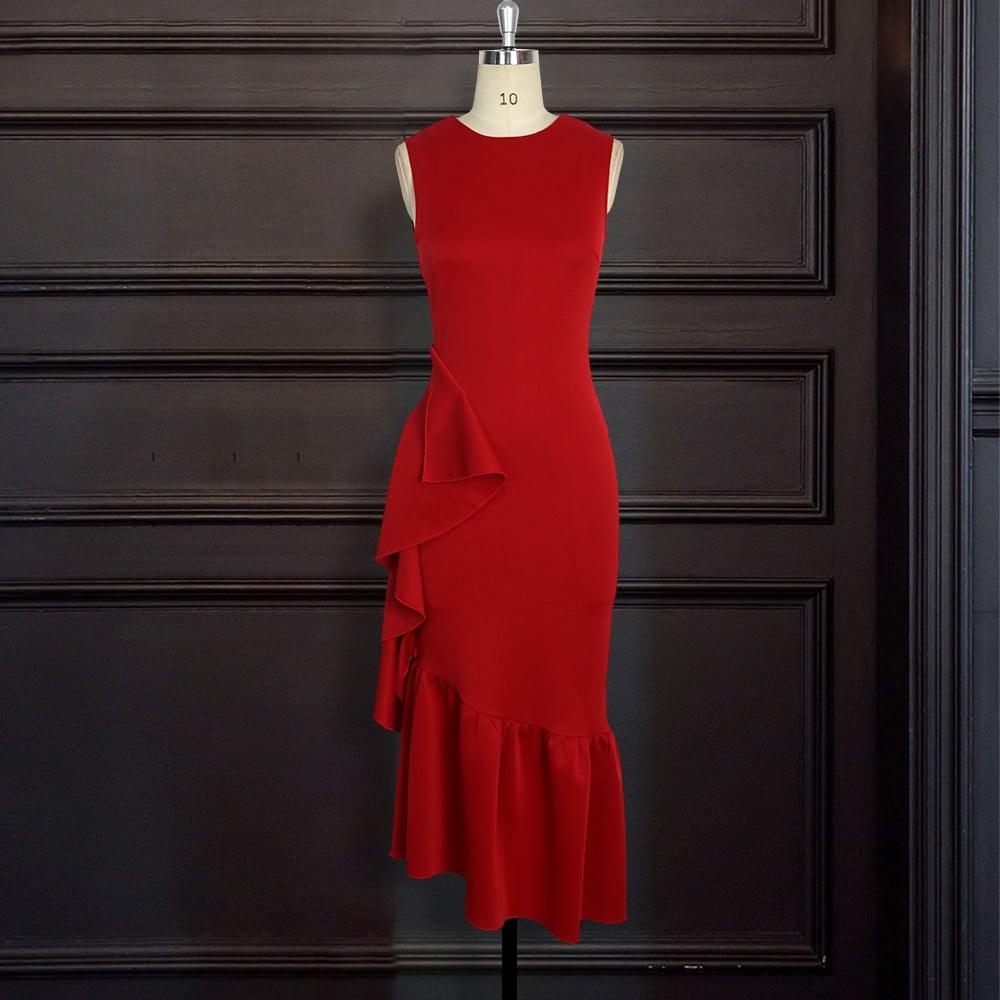 Women's Red Sleeveless Bodycon Dress