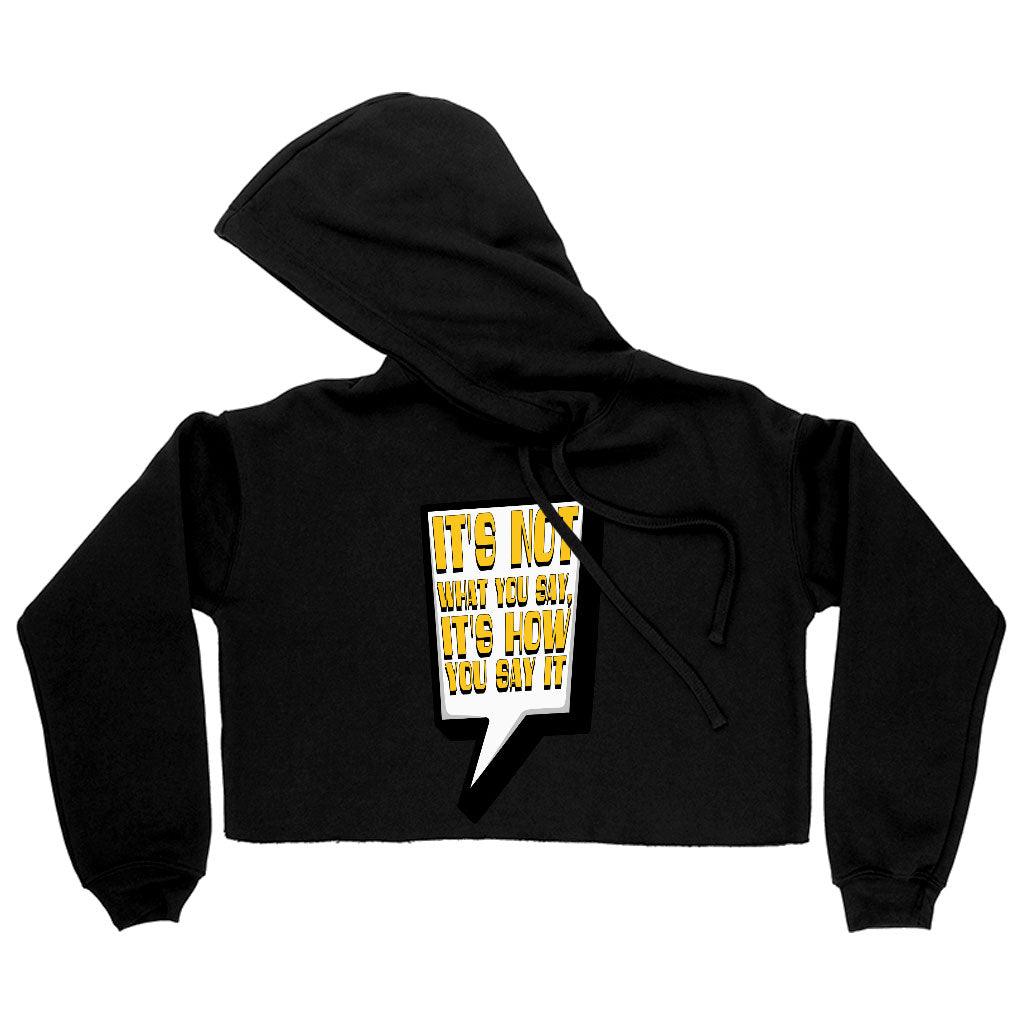 Quote Printed Women's Cropped Hoodie - Best Print Cropped Hoodie - Themed Hooded Sweatshirt - MRSLM