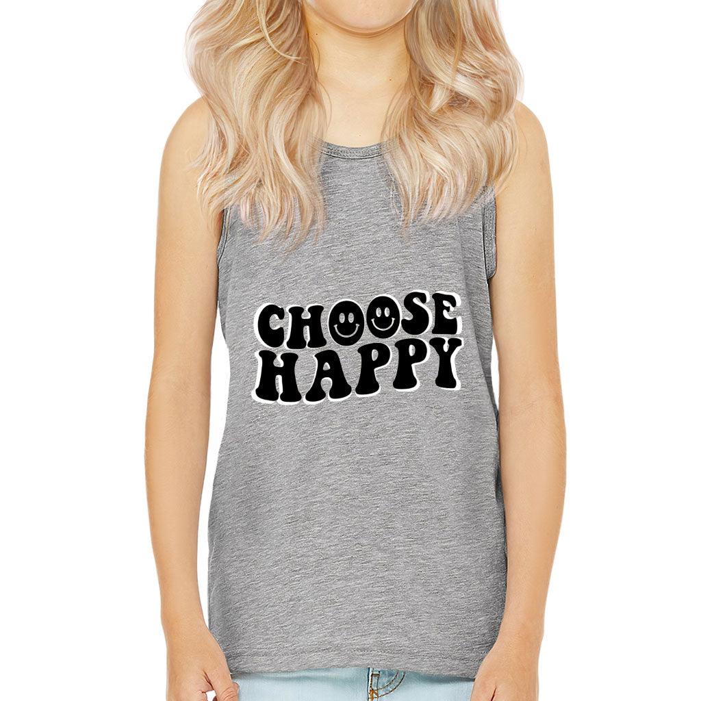 Choose Happy Kids' Jersey Tank - Trendy Sleeveless T-Shirt - Printed Kids' Tank Top - MRSLM