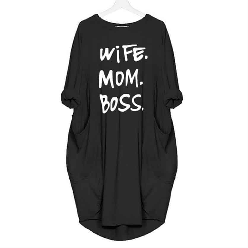 Women's Casual Wife Mom Boss Printed Dress