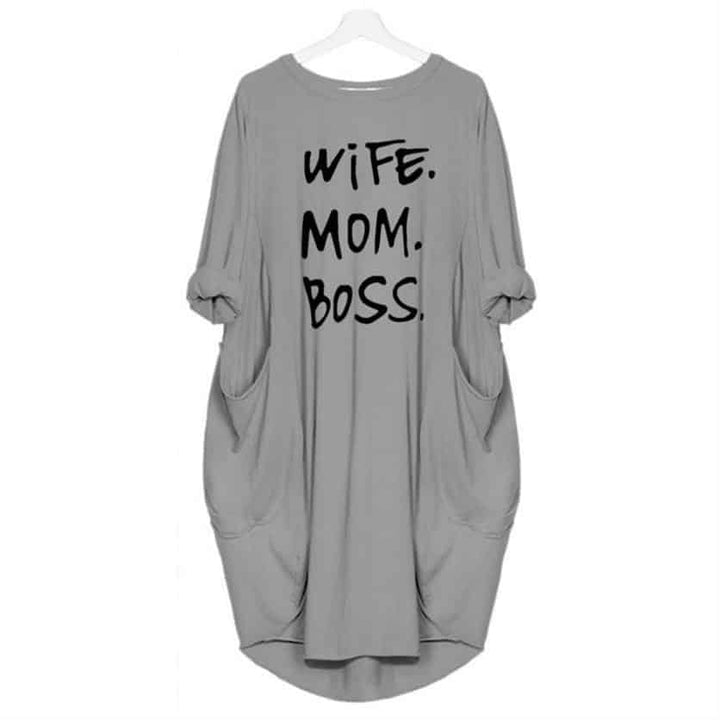 Women's Casual Wife Mom Boss Printed Dress