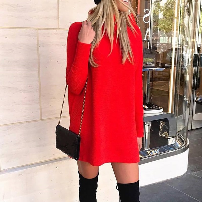 Women's Solid Color Winter Knit Dress