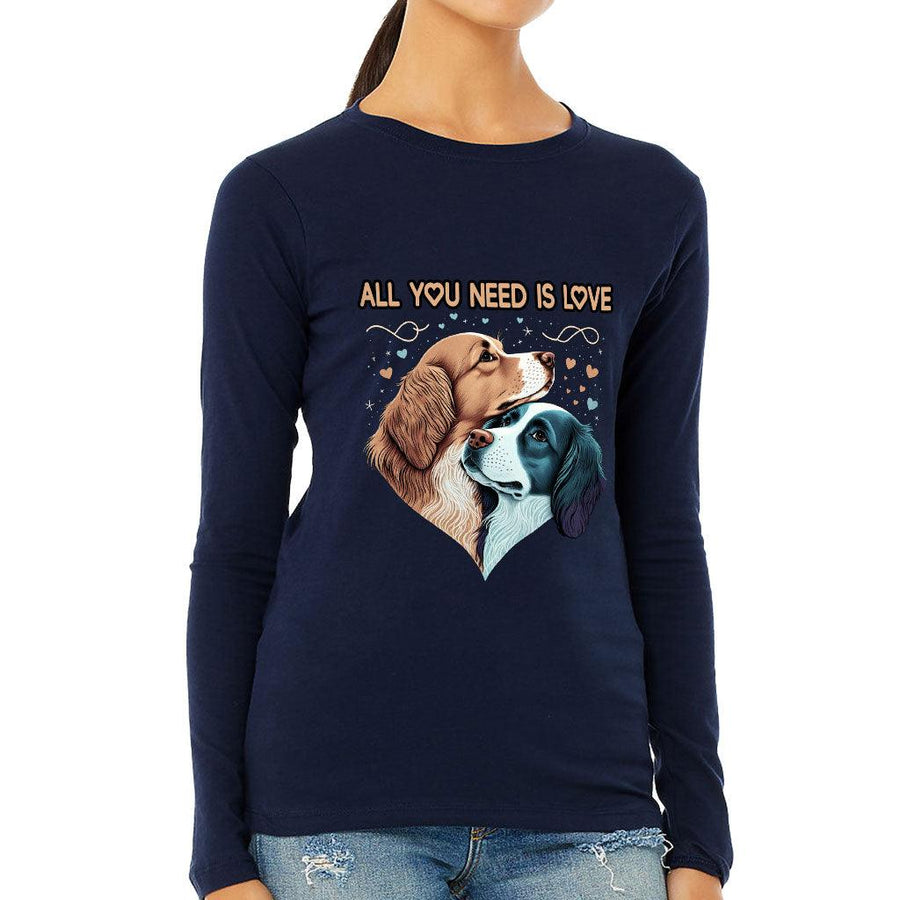 Dog Love Women's Long Sleeve T-Shirt - Cute Couple Long Sleeve Tee - Art T-Shirt - MRSLM