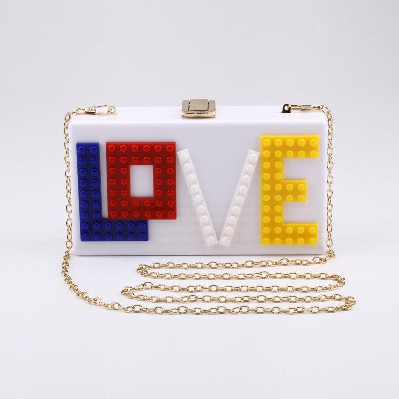 Letter Stitching One-shoulder Messenger Acrylic Bag - MRSLM