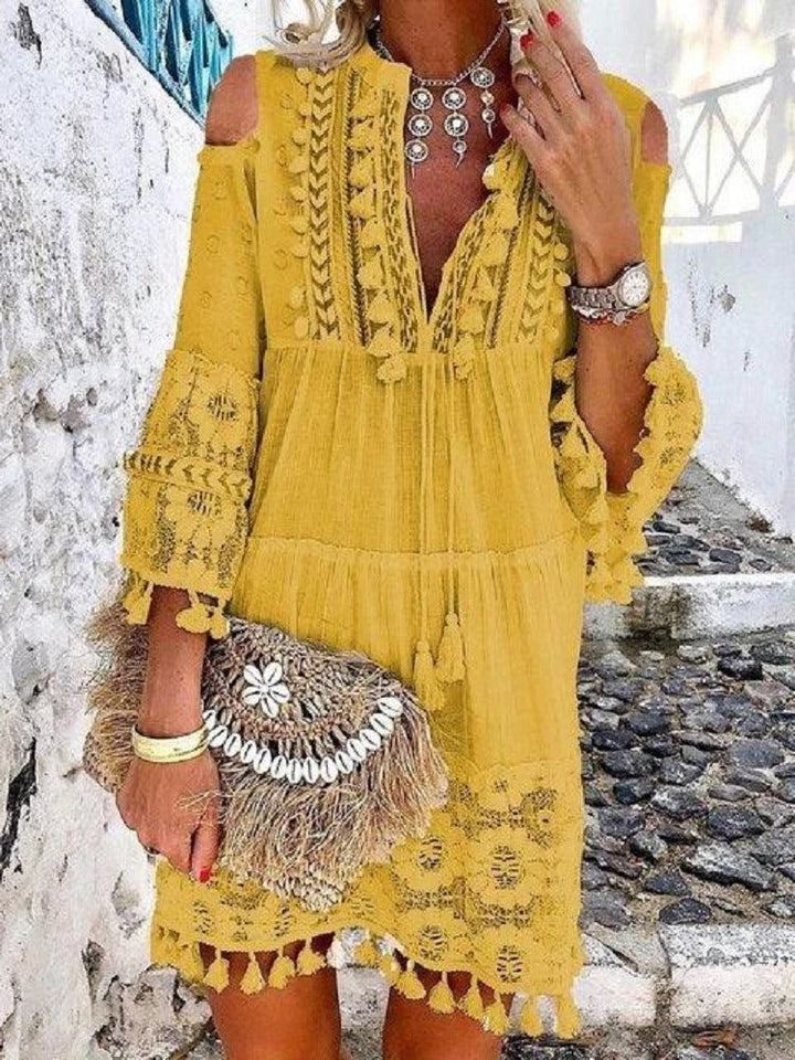 Lace fringed mid-length lace shirt - MRSLM