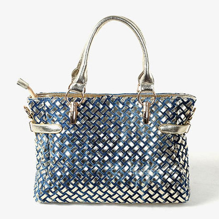 Female Inlaid Glass Rhinestone Small Buckle Lock Denim Single Shoulder Messenger Bag - MRSLM