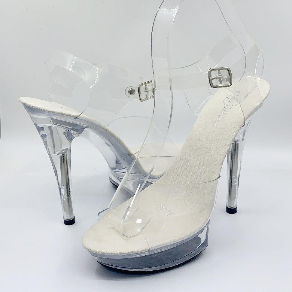 Stiletto Platform Sandals Slippers Transparent Crystal - MRSLM
