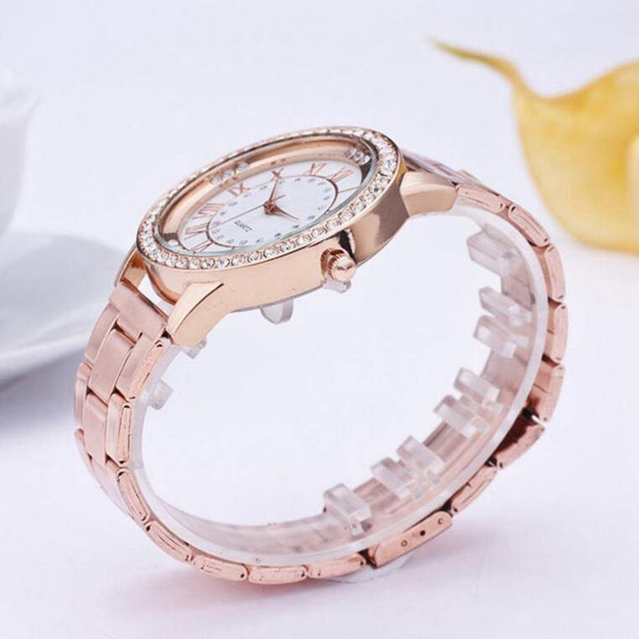Unisex Fashion Rhinestone Analog Quartz Stainless Steel Bracelet Wrist Watch - MRSLM