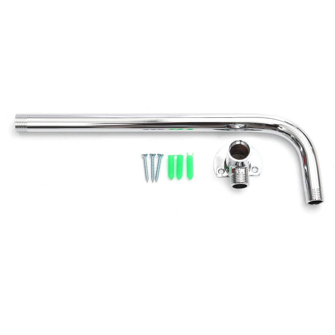 31cm Bathroom Chrome Wall Mounted Shower Extension Arm Pipe Bottom Entry for Rain Shower Head - MRSLM