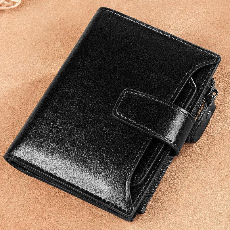 Women's leather card holder with leather buckle - MRSLM