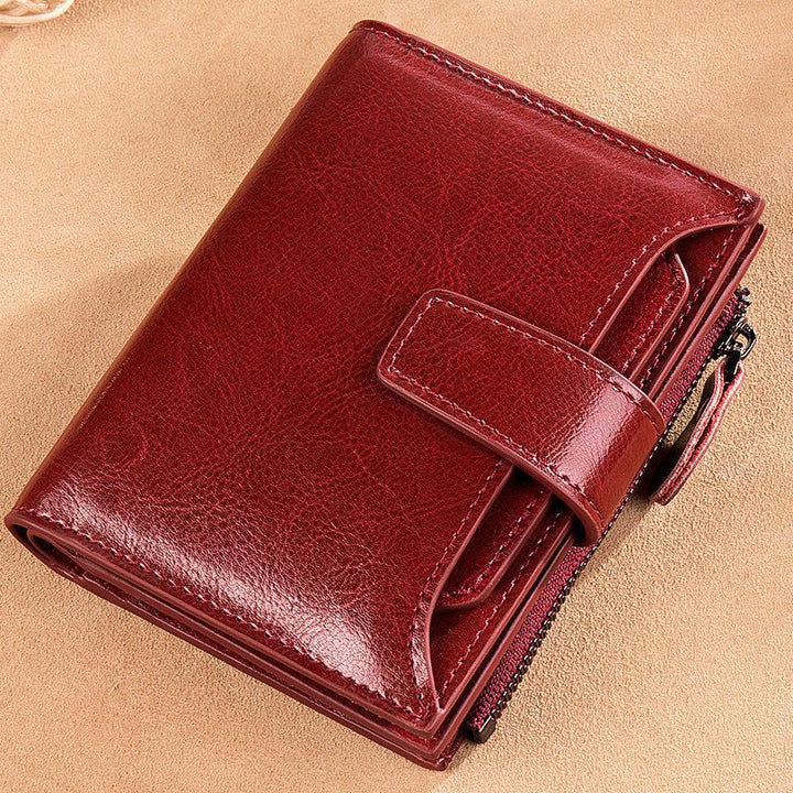 Women's leather card holder with leather buckle - MRSLM