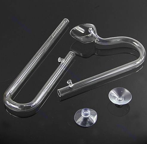 Aquarium Glass Lily Breather Pipes Inflow & Outflow 13mm for 12/13mm Tube + 2 Suction Cups - MRSLM